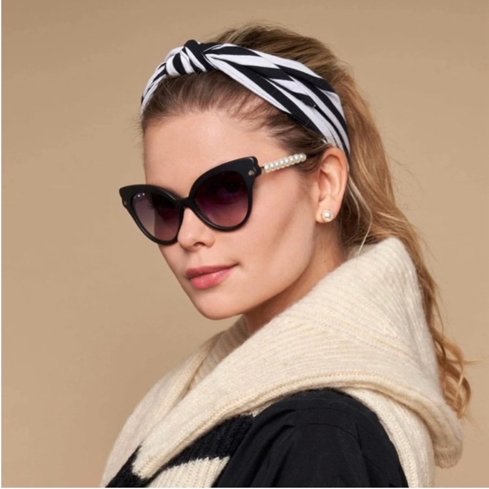 Lele Sadoughi Betty Headband, Black & White Striped, NWT